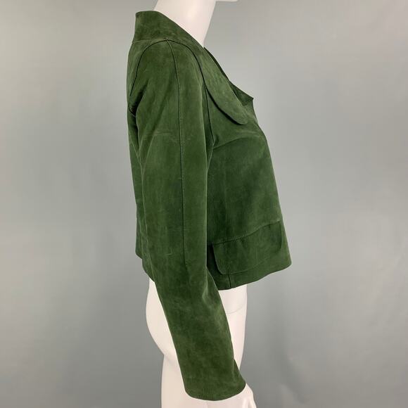 MARNI Size 4 Green Suede Buttoned Jacket - Picture 2 of 5